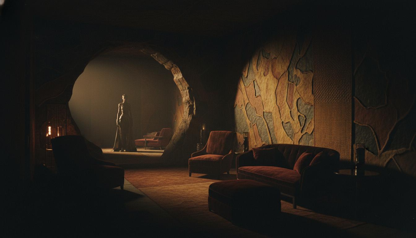 Atmospheric brand world environment for an AI influencer.